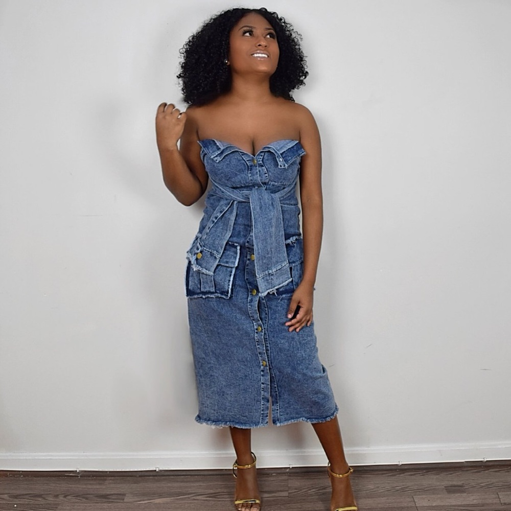 Denim tube dress